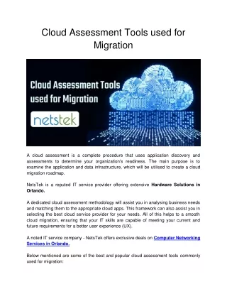 Cloud Assessment Tools used for Migration