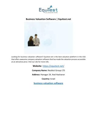 Business Valuation Software | Equitest.net