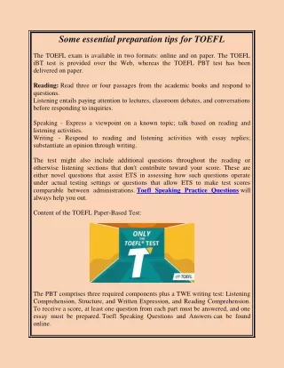 Some basic preparation tips for TOEFL tips