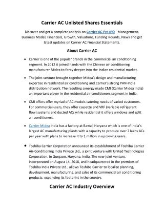 carrier ac unlisted shares essentials
