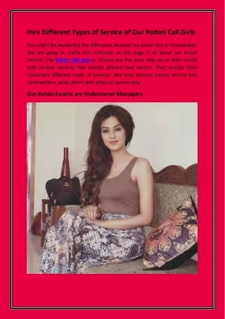 Hire Different Types of Service of Our Rohini Call Girls