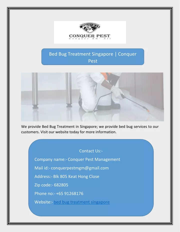 bed bug treatment singapore conquer pest