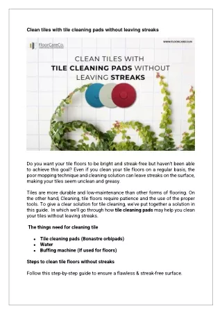clean tiles with tile cleaning pads without