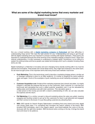 what are some of the digital marketing terms that