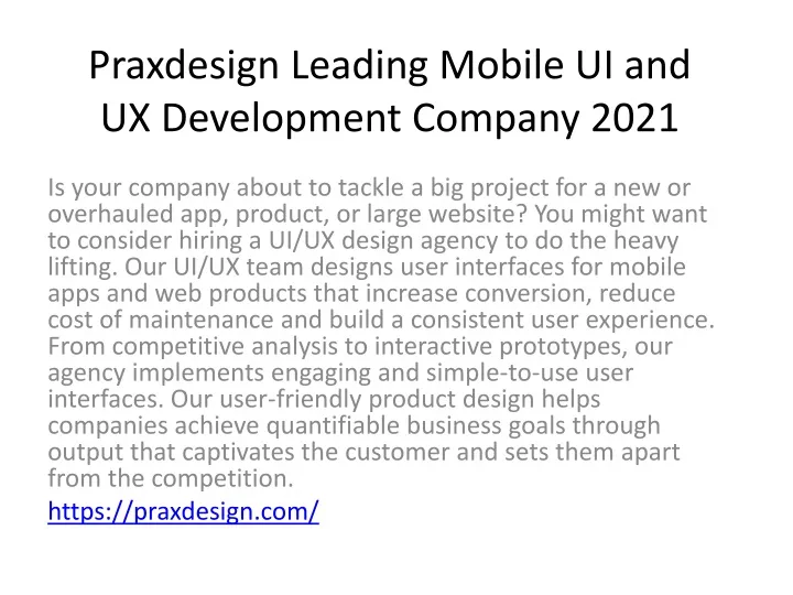 praxdesign leading mobile ui and ux development company 2021