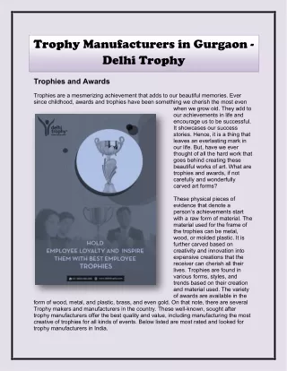 Trophy Manufacturers in Gurgaon - Delhi Trophy