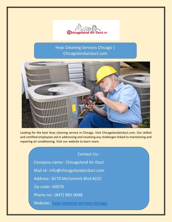 hvac cleaning services chicago chicagolandairduct