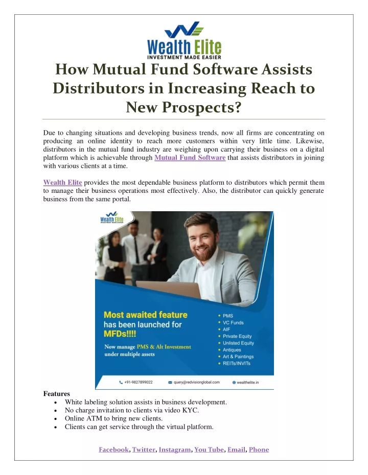 how mutual fund software assists distributors