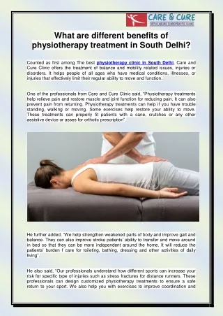 Best Physiotherapy Clinic in South Delhi