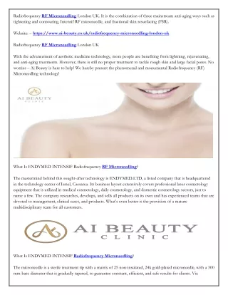 radiofrequency rf microneedling london