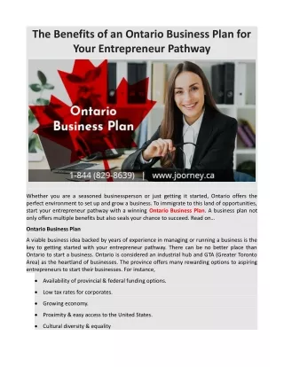 The Benefits of an Ontario Business Plan for Your Entrepreneur Pathway