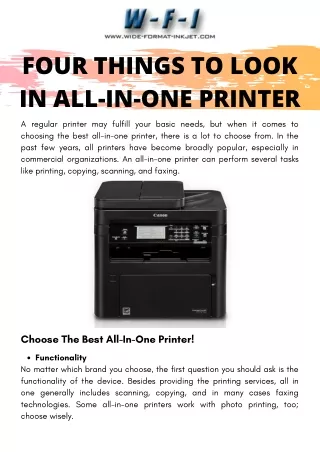 Four Things to Look in All-In-One Printer