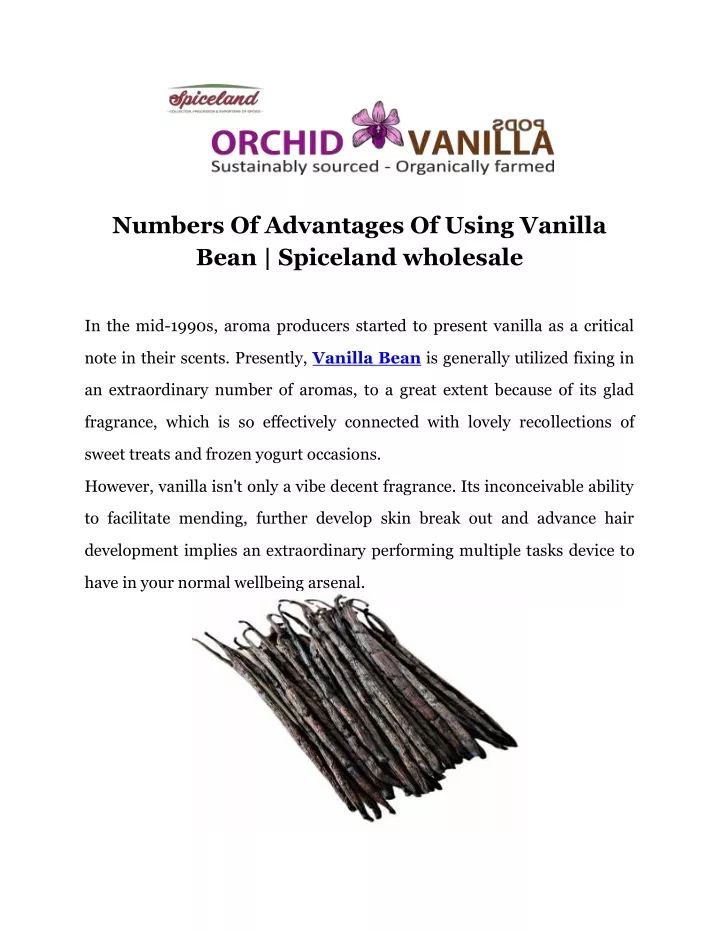 numbers of advantages of using vanilla bean