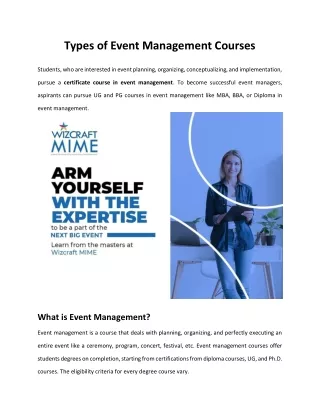 Types of Event Management Courses