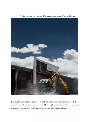 difference between excavation and demolition