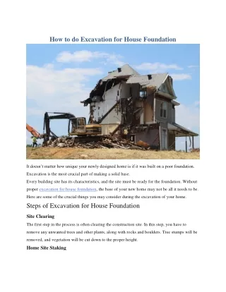 How to do Excavation for House Foundation