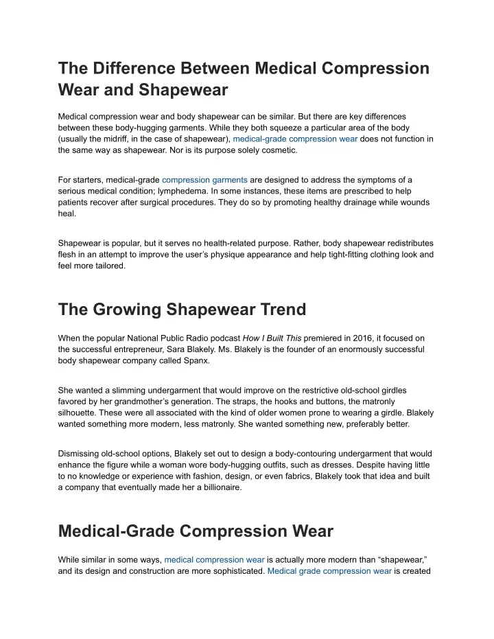 the difference between medical compression wear