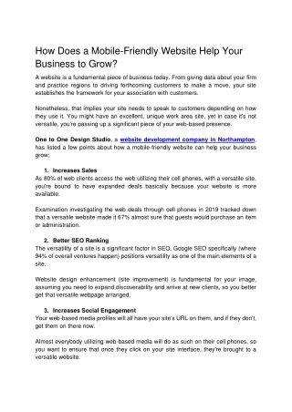 how does a mobile friendly website help your