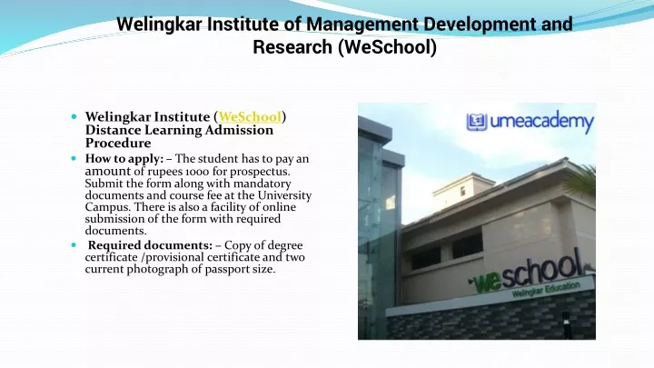 welingkar institute of management development and research weschool