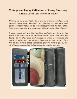 Vintage and Funky Collection of Classy Samsung Galaxy Cases and One Plus Cases