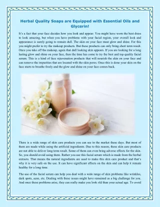 Herbal Quality Soaps are Equipped with Essential Oils and Glycerin!