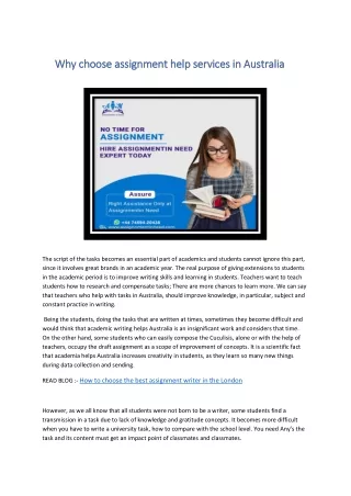 why choose assignment help services in australia
