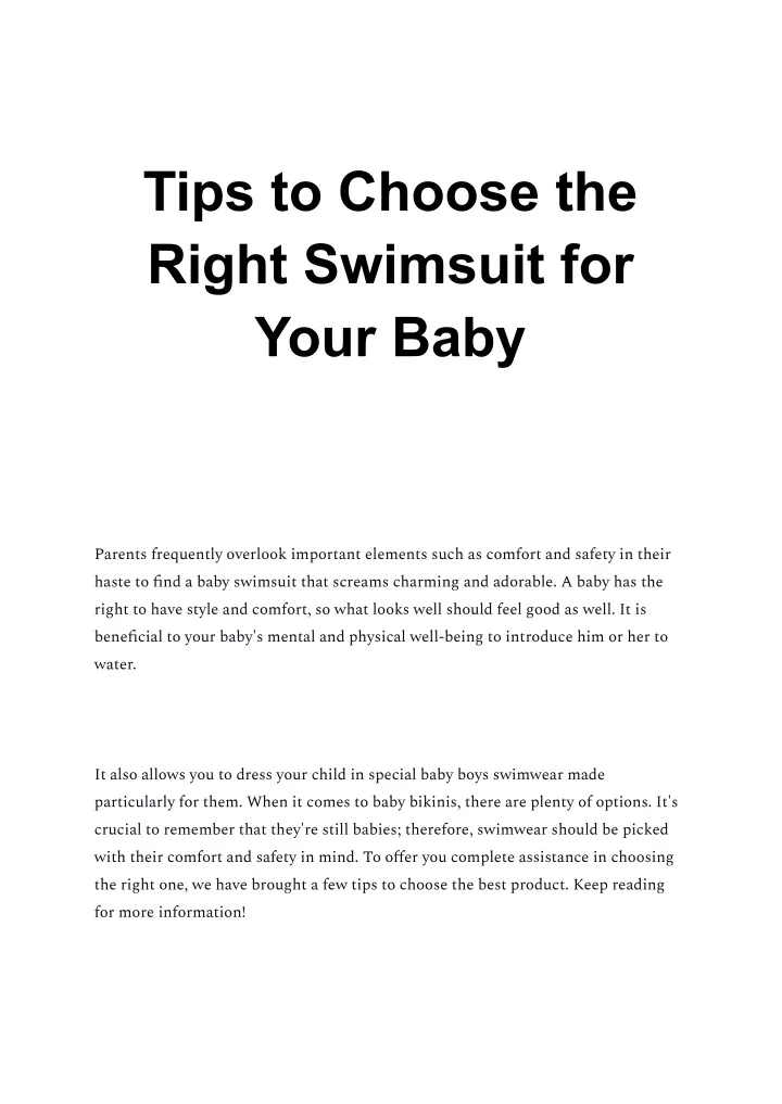 tips to choose the right swimsuit for your baby