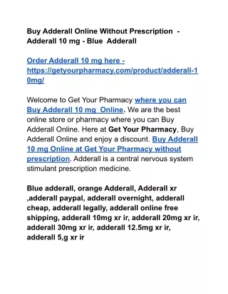 Buy Adderall Online Without Prescription