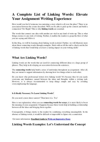 a complete list of linking words elevate your