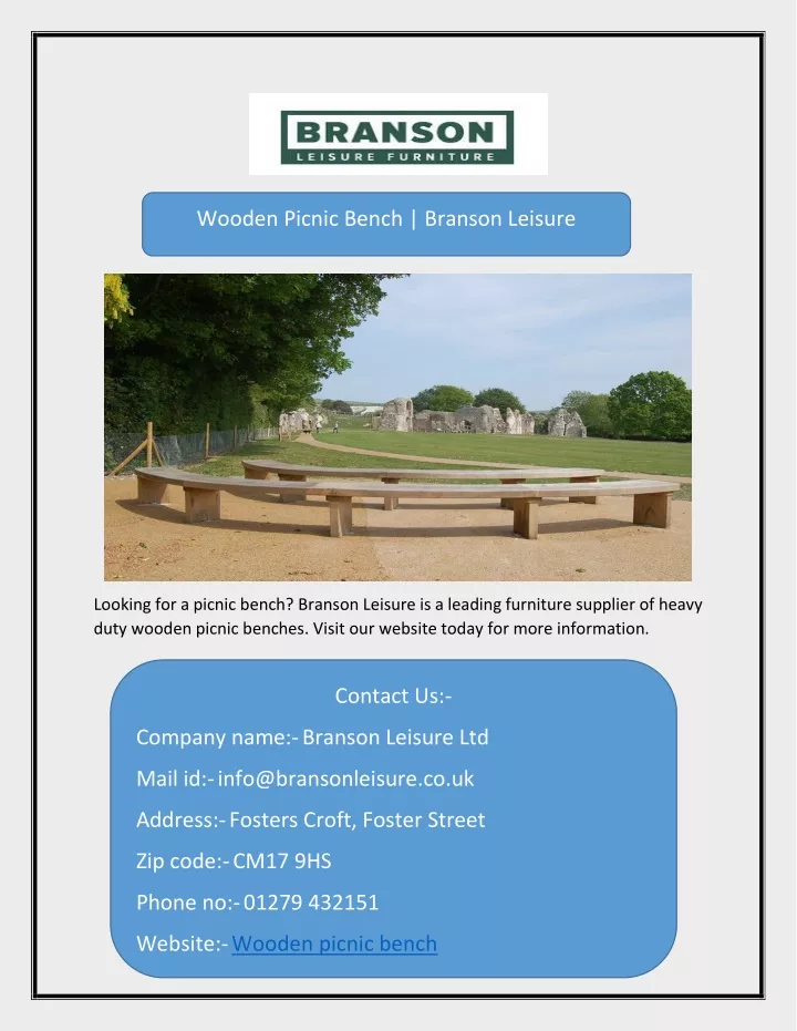 wooden picnic bench branson leisure