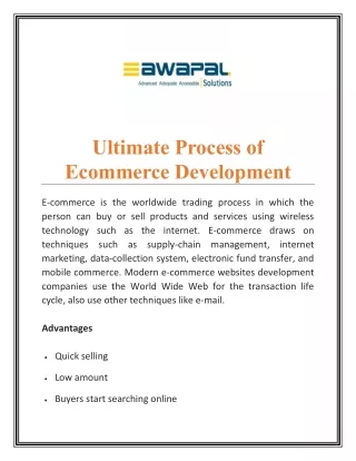 ultimate process of ecommerce development