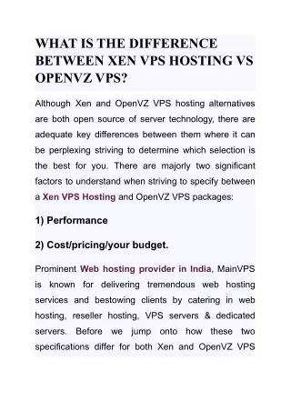 WHAT IS THE DIFFERENCE BETWEEN XEN VPS HOSTING VS OPENVZ VPS