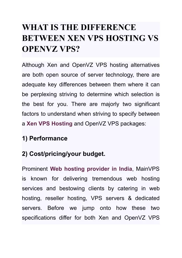 what is the difference between xen vps hosting