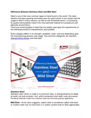 Difference Between Stainless Steel and Mild Steel