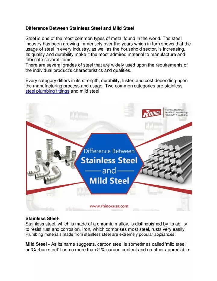 difference between stainless steel and mild steel