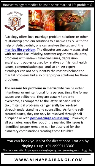 how astrology remedies helps to solve married