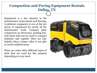 Compaction and Paving Equipment Rentals Dallas, TX