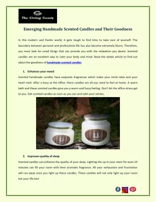 Emerging Handmade Scented Candles and Their Goodness