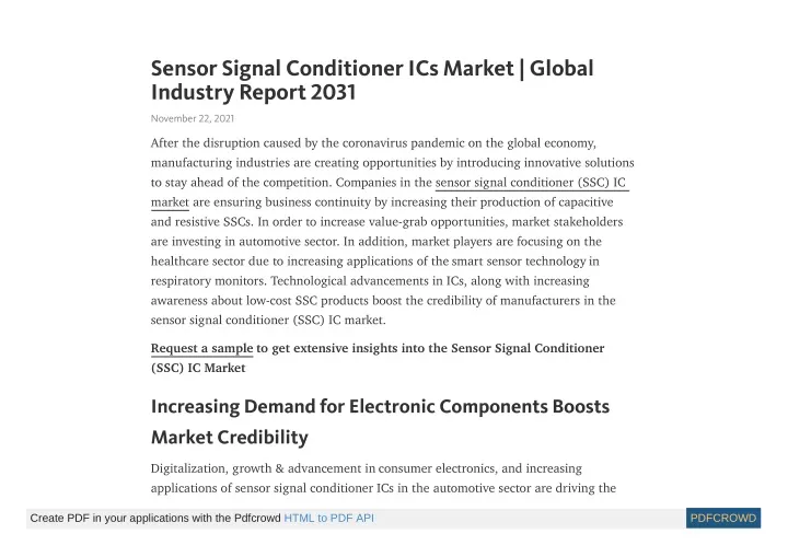 sensor signal conditioner ics market global