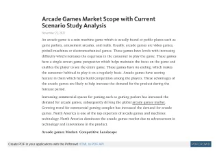 arcade games market scope with current scenario