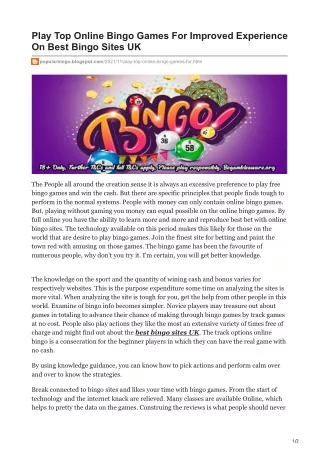 Play Top Online Bingo Games For Improved Experience On Best Bingo Sites UK