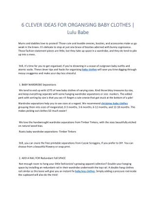 6 clever ideas for organising baby clothes