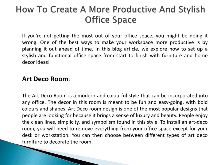 how to create a more productive and stylish office space