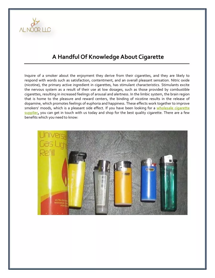 a handful of knowledge about cigarette