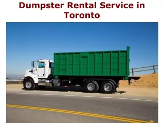 Dumpster Rental Service in Toronto