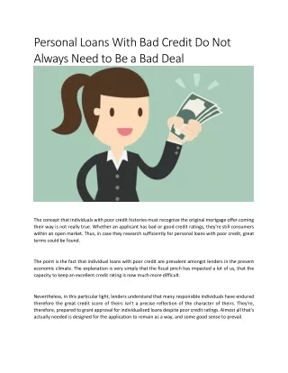 personal loans with bad credit do not always need