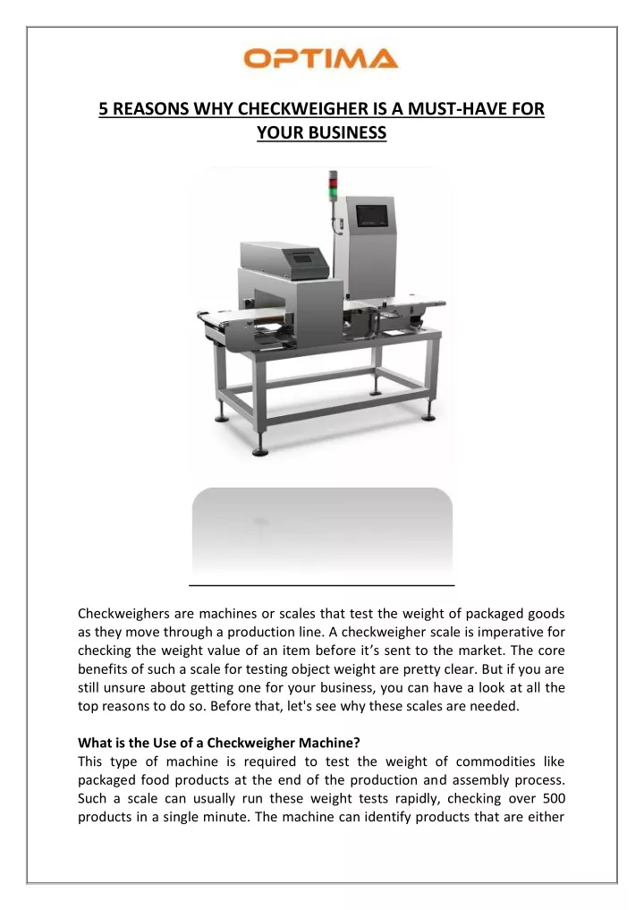 5 reasons why checkweigher is a must have