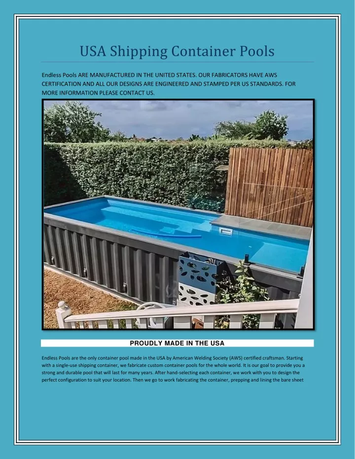 usa shipping container pools