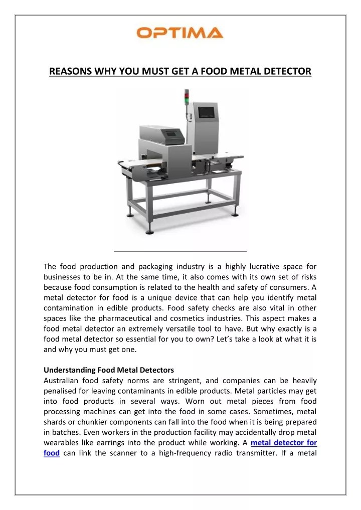 reasons why you must get a food metal detector