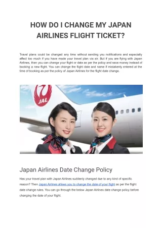 how do i change my japan airlines flight ticket